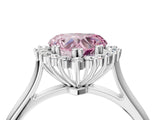 White gold Fancy Pink Heart  Cut Diamond Halo Ring with Solitaire Band and Prong Setting_57