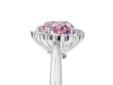White gold Fancy Pink Heart  Cut Diamond Halo Ring with Solitaire Band and Prong Setting_58