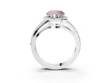 White gold Fancy Pink Heart Cut Diamond Halo Ring with Split Shank Pavé Band and Four-Prong Setting_15