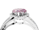 White gold Fancy Pink Heart Cut Diamond Halo Ring with Split Shank Pavé Band and Four-Prong Setting_16