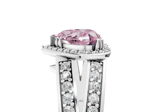 White gold Fancy Pink Heart Cut Diamond Halo Ring with Split Shank Pavé Band and Four-Prong Setting_17