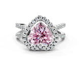White gold Fancy Pink Heart Cut Diamond Halo Ring with Split Shank Pavé Band and Prong Setting_78