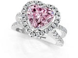 White gold Fancy Pink Heart Cut Diamond Halo Ring with Split Shank Pavé Band and Prong Setting_79