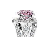 White gold Fancy Pink Heart Cut Diamond Halo Ring with Split Shank and Bezel Accents and Four-Prong Setting_5