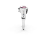 White gold Fancy Pink Heart Cut Diamond Halo Ring with Split Shank and Bezel Accents and Prong Setting_2