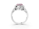 White gold Fancy Pink Heart Cut Diamond Halo Ring with Split Shank and Bezel Accents and Prong Setting_3