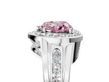 White gold Fancy Pink Heart Cut Diamond Halo Ring with Split Shank and Bezel Accents and Prong Setting_5