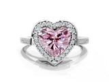 White gold Fancy Pink Heart Cut Diamond Halo Ring with Split Shank and Four-Prong Setting_93