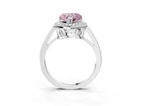 White gold Fancy Pink Heart Cut Diamond Halo Ring with Split Shank and Four-Prong Setting_95