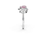 White gold Fancy Pink Heart Cut Diamond Halo Ring with Split Shank and Four-Prong Setting_95