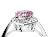 White gold Fancy Pink Heart Cut Diamond Halo Ring with Split Shank and Four-Prong Setting_97
