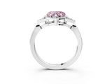 White gold Fancy Pink Heart Cut Diamond Halo Ring with Tapered Band and Four-Prong Setting_22