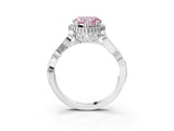 White gold Fancy Pink Heart Cut Diamond Halo Ring with Vintage Split Shank and Four-Prong Setting_100