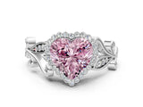 White gold Fancy Pink Heart Cut Diamond Halo Ring with Vintage Split Shank and Four-Prong Setting_108