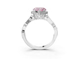 White gold Fancy Pink Heart Cut Diamond Halo Ring with Vintage Split Shank and Four-Prong Setting_88