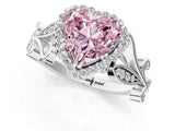 White gold Fancy Pink Heart Cut Diamond Halo Ring with Vintage Split Shank and Four-Prong Setting_96