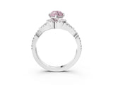 White gold Fancy Pink Heart Cut Diamond  Halo Twist Band Solitaire Prong Setting Ring_15