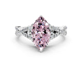 White gold Fancy Pink Heart Cut Diamond  Halo Twist Band Solitaire Prong Setting Ring_16