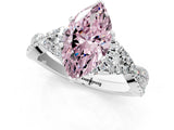 White gold Fancy Pink Heart Cut Diamond  Halo Twist Band Solitaire Prong Setting Ring_17