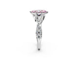White gold Fancy Pink Heart Cut Diamond  Halo Twist Band Solitaire Prong Setting Ring_18