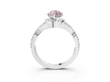 White gold Fancy Pink Heart Cut Diamond  Halo Twist Band Solitaire Prong Setting Ring_19