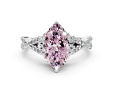 White gold Fancy Pink Heart Cut Diamond  Halo Twist Band Solitaire Prong Setting Ring_28
