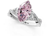 White gold Fancy Pink Heart Cut Diamond  Halo Twist Band Solitaire Prong Setting Ring_29