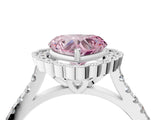 White gold Fancy Pink Heart  Cut Diamond Milgrain Floral Halo Engagement Ring with Pavé Band_19