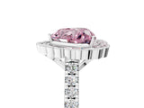 White gold Fancy Pink Heart  Cut Diamond Milgrain Floral Halo Engagement Ring with Pavé Band_20