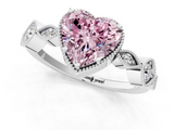 White gold Fancy Pink Heart  Cut Diamond Milgrain Marquise Band with Prong Setting_4