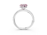 White gold Fancy Pink Heart  Cut Diamond Pavé Band Ring with Four-Prong Setting_27