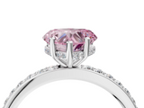 White gold Fancy Pink Heart  Cut Diamond Pavé Band Ring with Four-Prong Setting_28
