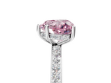 White gold Fancy Pink Heart  Cut Diamond Pavé Band Ring with Four-Prong Setting_29