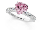 White gold Fancy Pink Heart Cut Diamond Pavé Band Solitaire Ring with Prong Setting_75