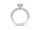 White gold Fancy Pink Heart Cut Diamond Pavé Band Solitaire Ring with Prong Setting_77
