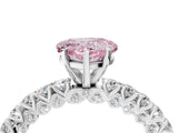 White gold Fancy Pink Heart Cut Diamond Pavé Band Solitaire Ring with Prong Setting_78