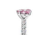 White gold Fancy Pink Heart Cut Diamond Pavé Band Solitaire Ring with Prong Setting_79