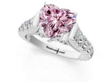 White gold Fancy Pink Heart  Cut Diamond Pavé Band Solitaire with Four-Prong Setting_16