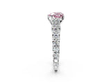 White gold Fancy Pink Heart  Cut Diamond Pavé Band Solitaire with Four-Prong Setting_17