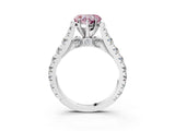 White gold Fancy Pink Heart  Cut Diamond Pavé Band Solitaire with Four-Prong Setting_18