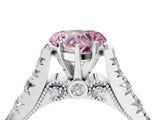 White gold Fancy Pink Heart  Cut Diamond Pavé Band Solitaire with Four-Prong Setting_19