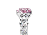 White gold Fancy Pink Heart  Cut Diamond Pavé Band Solitaire with Four-Prong Setting_20