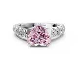 White gold Fancy Pink Heart  Cut Diamond Pavé Band Solitaire with Four-Prong Setting_3