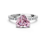 White gold Fancy Pink Heart  Cut Diamond Pavé Band Solitaire with Four-Prong Setting_3