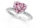 White gold Fancy Pink Heart  Cut Diamond Pavé Band Solitaire with Four-Prong Setting_4