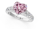 White gold Fancy Pink Heart  Cut Diamond Pavé Band Solitaire with Four-Prong Setting_4