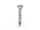White gold Fancy Pink Heart  Cut Diamond Pavé Band Solitaire with Four-Prong Setting_5