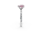 White gold Fancy Pink Heart  Cut Diamond Pavé Band Solitaire with Four-Prong Setting_5