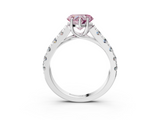 White gold Fancy Pink Heart  Cut Diamond Pavé Band Solitaire with Four-Prong Setting_6