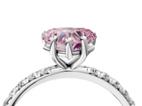 White gold Fancy Pink Heart  Cut Diamond Pavé Band Solitaire with Four-Prong Setting_7